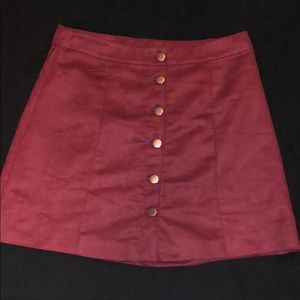 Burgundy Faux Suede A Line skirt